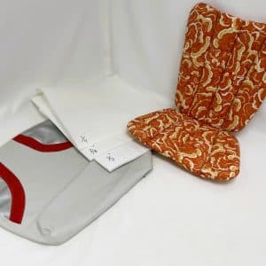 Remay polyurethane foam sheet used under fabric for cushion seating shown in multiple thicknesses